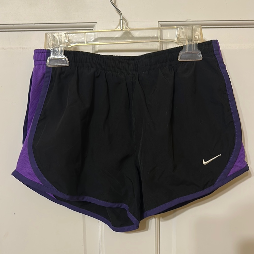 Nike Black and Purple Athletic Shorts Lightweight Design